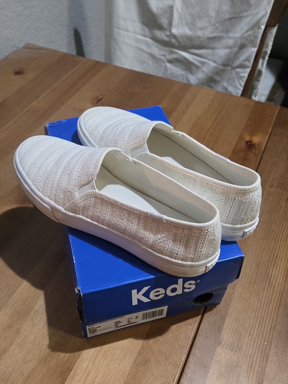 Keds White Lace Slip-On Sneakers